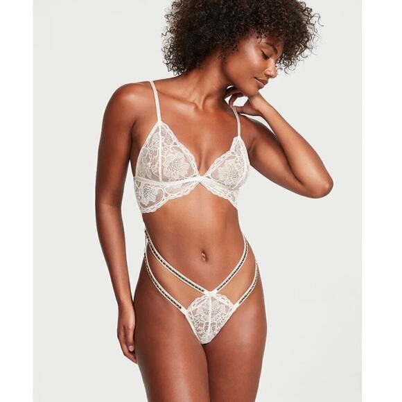 NWT Victoria's Secret Sheer Triangle & Cheeky Cut Bodysuit White Women's Size XS - Picture 1 of 13